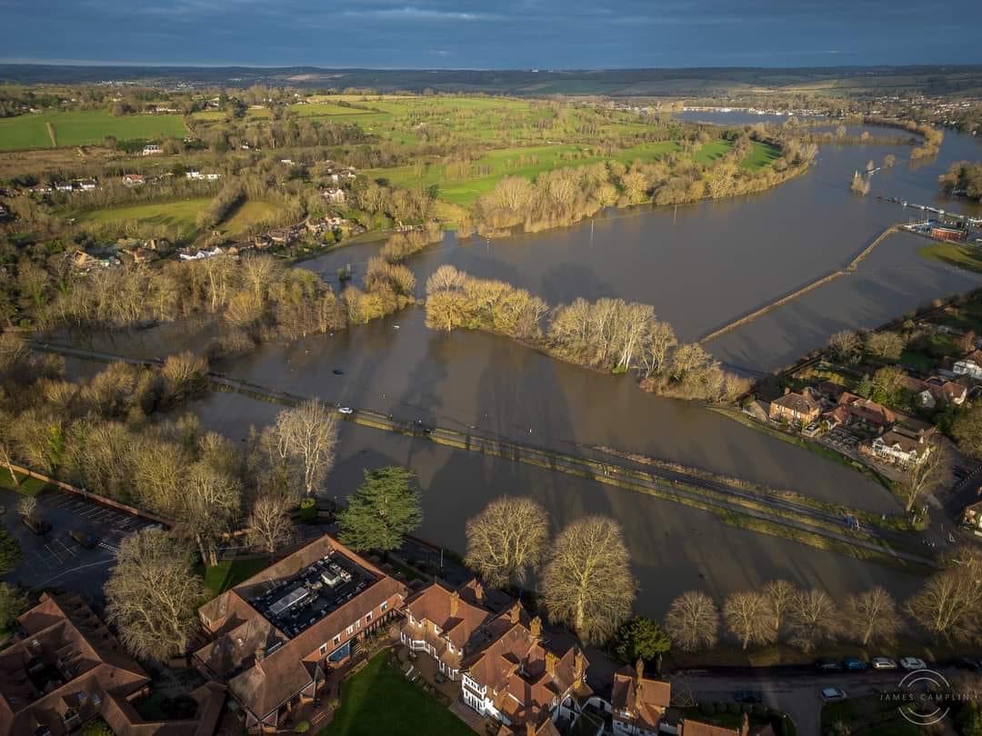 Cookham Moor, with the River Thames in flood. Credit: James Camplin.